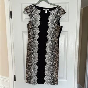 Elegant Black and White Lace Dress